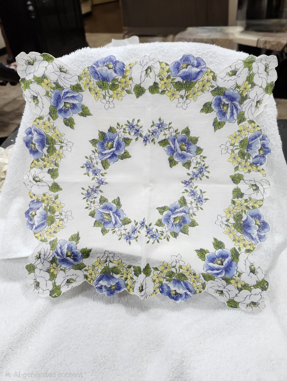 Vintage Mid-century Floral Handkerchief